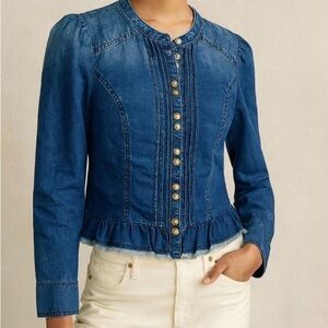 Anthropologie Pilcro Slim Denim Button Down Top Size 2